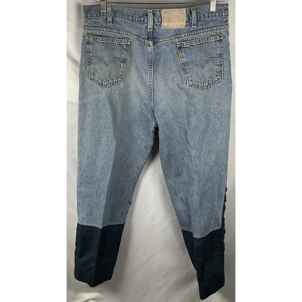 Levi's 550 Jeans Mens Blue 38x32 USA Made Vintage Denim Custom Nylon Panel Pants